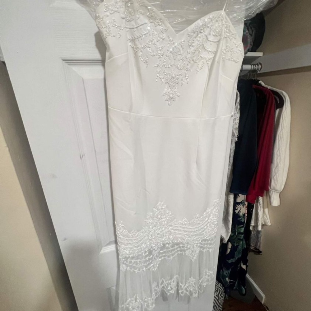 David’s bridal white beaded dress